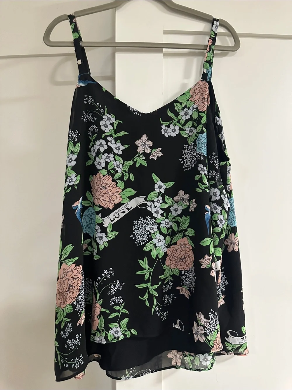 Torrid Black Floral Spaghetti-Strap Camisole Size: 3 - Picture 4 of 6